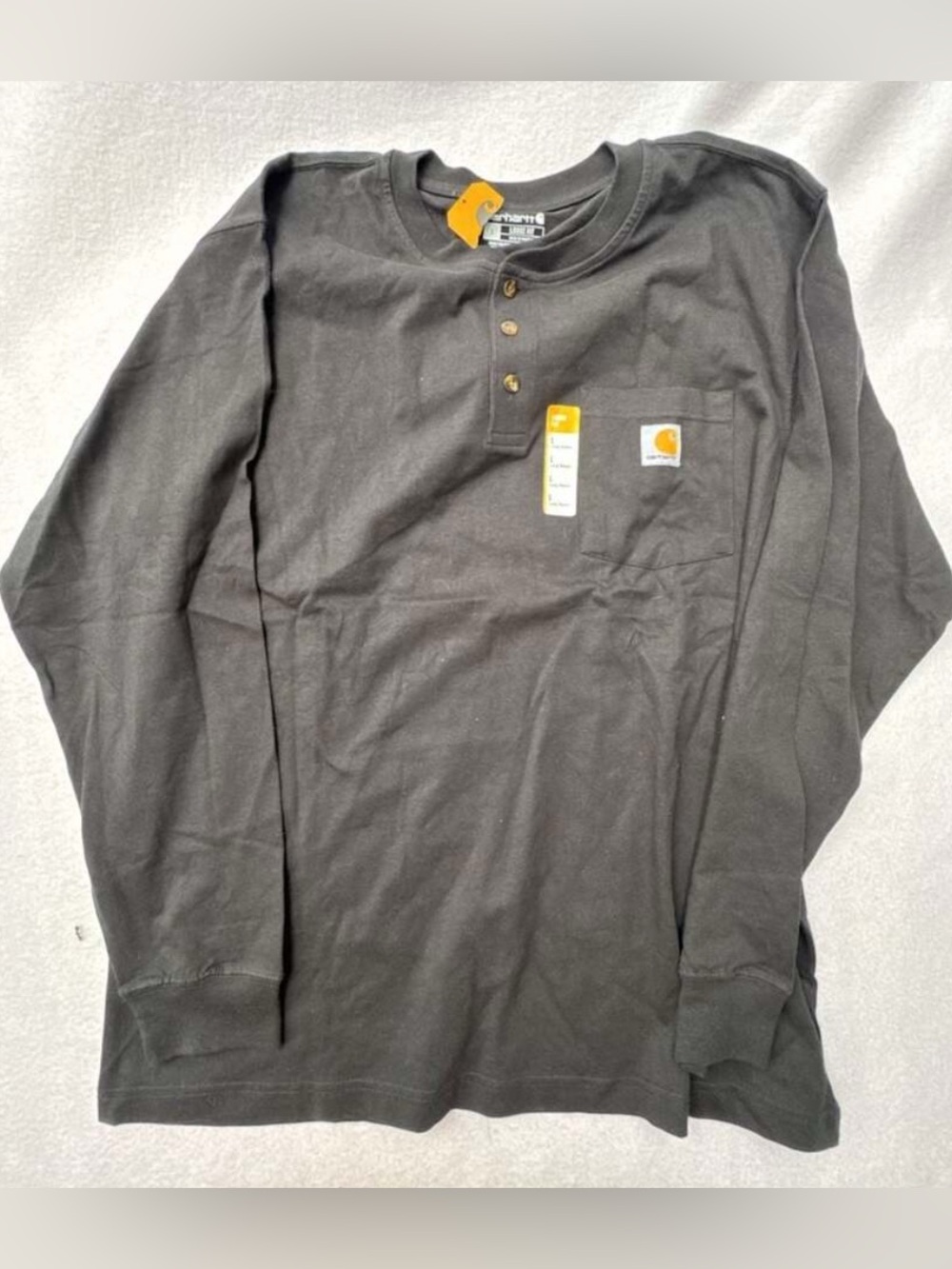 NWT Carhartt Men's Loose Fit Heavyweight Long Sleeve Henley Pocket T-Shirt